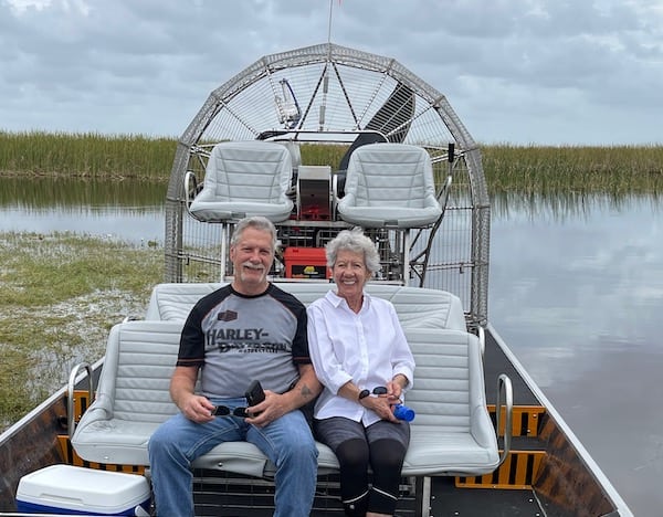 Couples airboat tour of the Everglades